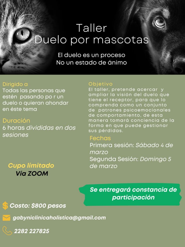 Invitan al taller duelo por mascota