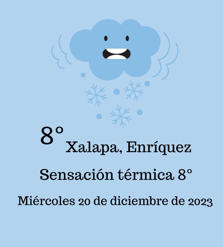 Amanecimos a 8° en Xalapa, este 20 de diciembre