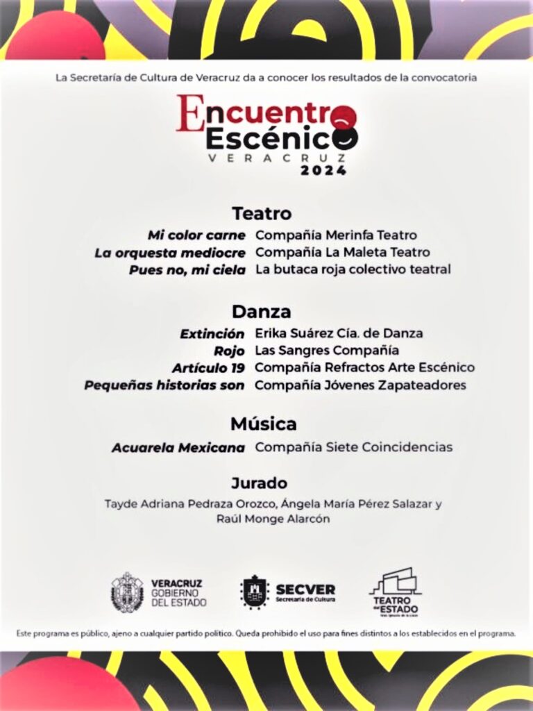 Listos los resultados de la convocatoria Encuentro Escénico Veracruz 2024 Listos los resultados de la convocatoria Encuentro Escénico Veracruz 2024