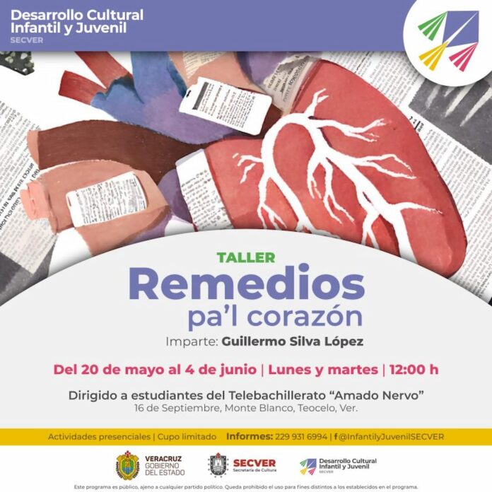 Taller Remedios pa’l corazón del 16 de mayo al 6 de junio en Teocelo, Veracruz