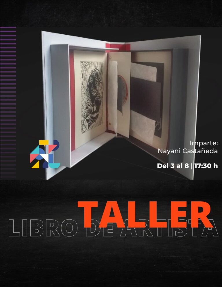 Invitación al taller titulado "Creación de libro de artista del 3 al 8 junio