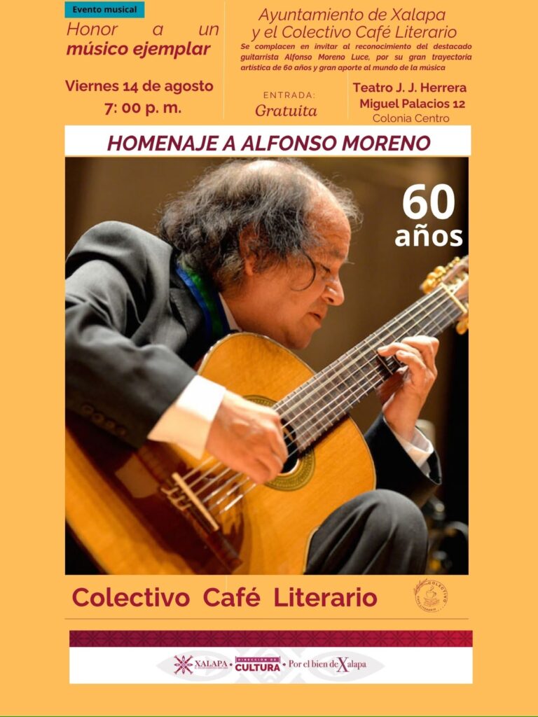 Xalapa rinde homenaje al guitarrista Alfonso Moreno por sus 60 años de trayectoria